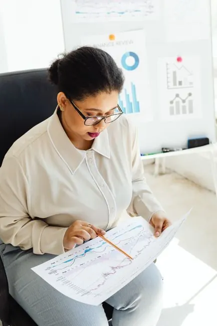 small business owner reviewing financial dashboard